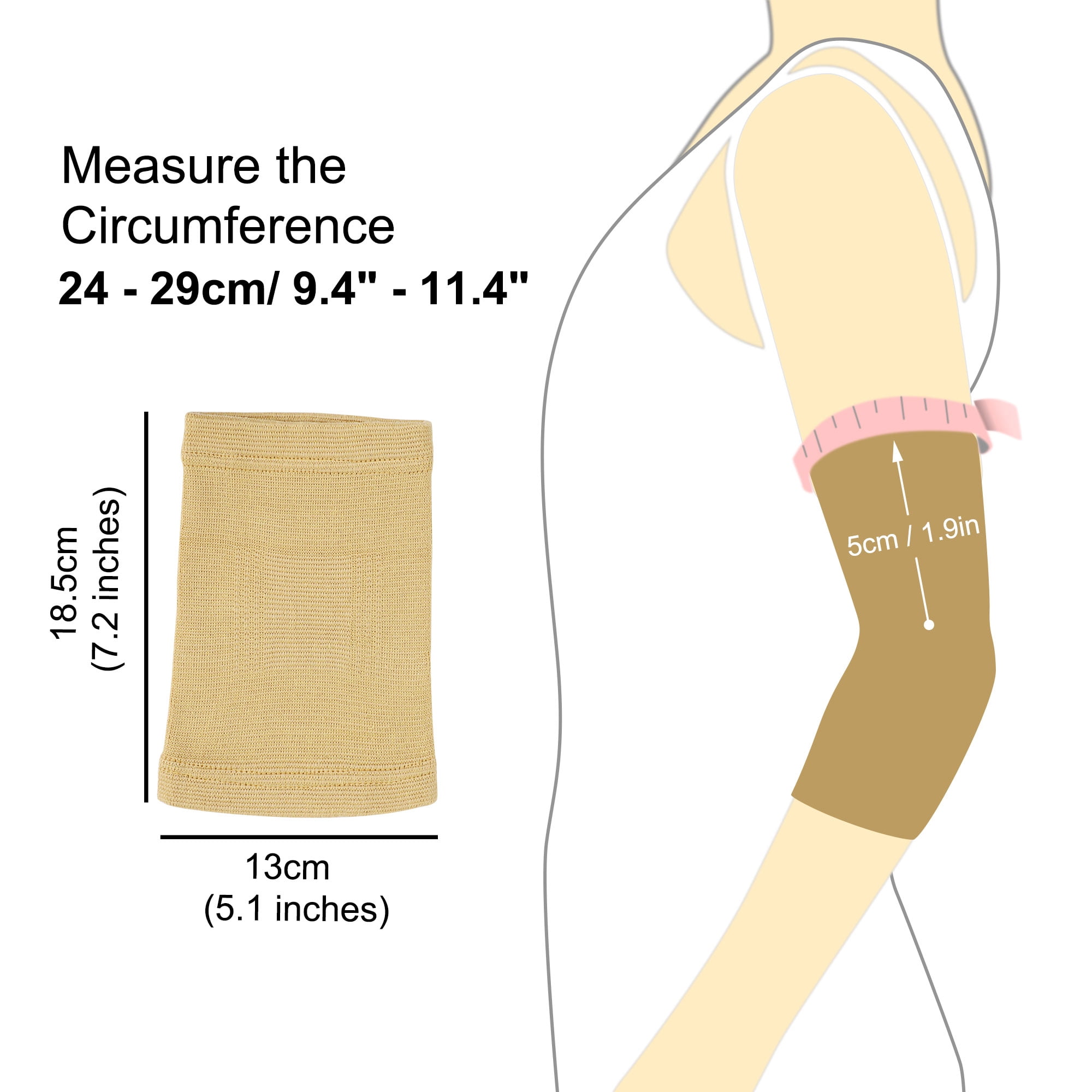 Unique Bargains 1 Pair Khaki Elbow Compression Sleeve Elbow Brace for Tennis