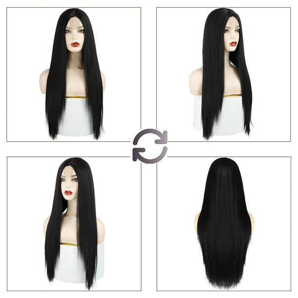 XINRAN Long Straight Black Wigs for Women 30 inch Synthetic Long