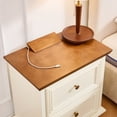 thumbnail image 4 of Hommoo Mid Century Modern 2 Drawers Nightstand with Charging Station & Outlet Hole, Wood End Table Side Stroage Cabinet for Bedroom Living Room, Brown & White, 4 of 7