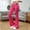 Pink, variant on Juslio Women Pants Casual Elastic Waist Comfortable High Waist Loose Flare Wide Leg Pants