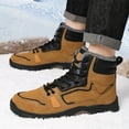 thumbnail image 5 of Men's Snow Boots Winter Warm Fur Lining Casual Fashion Comfort Outdoor Walking Hiking TPR Non-Slip Sole Lace Up Boots Brown 7 US, 5 of 7