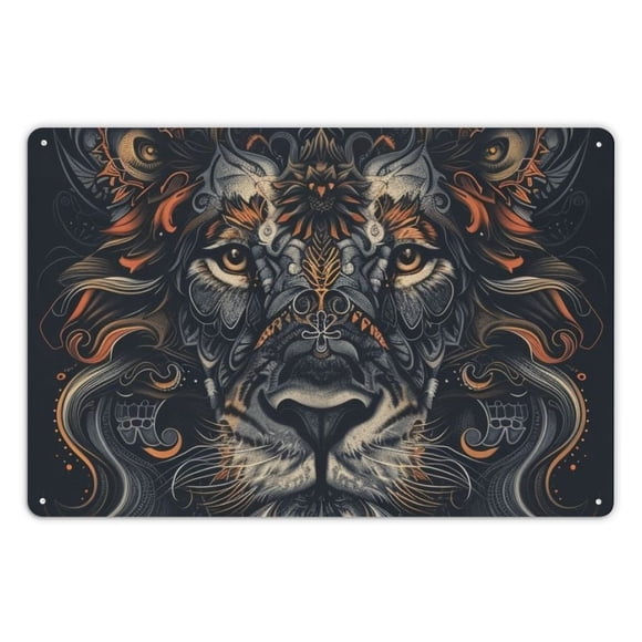 Home Decor Gifts Funny Retro Metal Tin Sign Wall Art Poster 12*8in Metal Tin Signs A Majestic Lion, Majestic and Domineering, Imposing and Imposing 12x8in