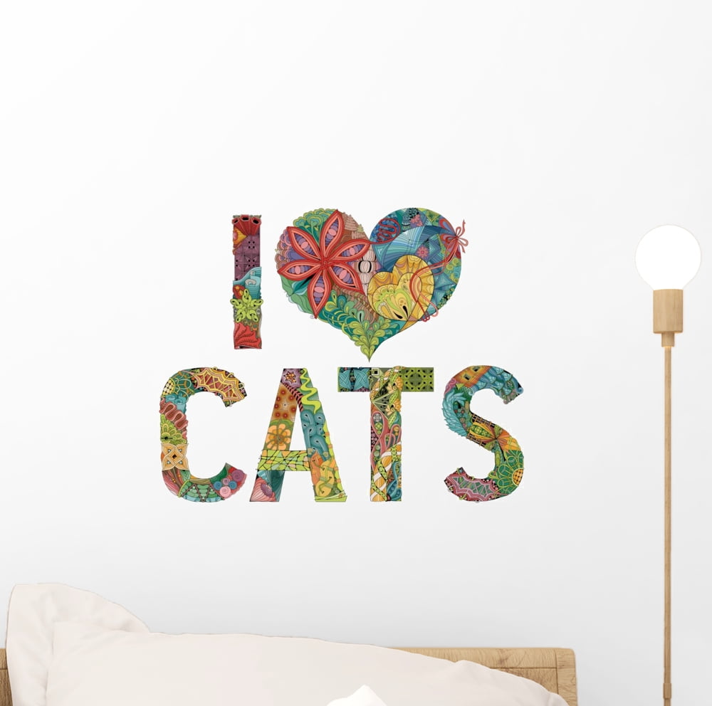 Words I Love Cats Wall Decal Wallmonkeys Peel and Stick Graphics (12 in
