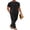 Black, variant on Men Linen Sets Outfits 2 Piece Casual Henley Shirts Casual Yoga Pants Set Hawaiian Beach Outfit