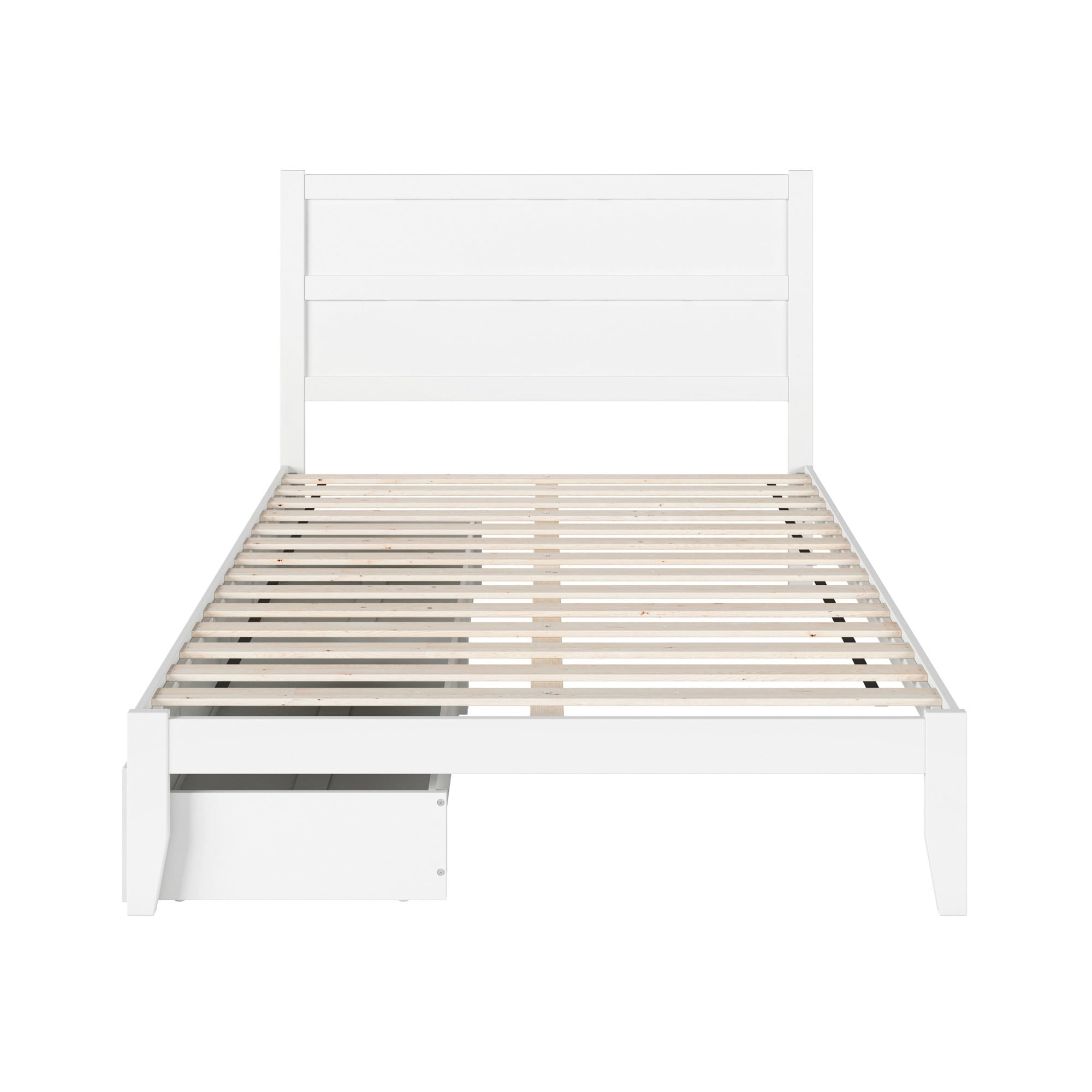 AFI NoHo 14" Queen Wood Platform Bed Frame with Set of 2 Storage Drawers, White