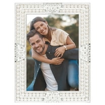 REGALWOVEN Pearl Picture Frame, Luxury Vintage Crystal Photo Frame for Wedding, Office, Home Silver 5x7