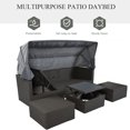 thumbnail image 4 of Outdoor Wicker Furniture Set with Canopy, 4 Pieces Daybed Sunbed Set with Ottomans and Coffee Table, Cushioned Sectional Sofa Set, Conversation Chair Set for Backyard, Balcony, Poolside, Gray, D6267, 4 of 12