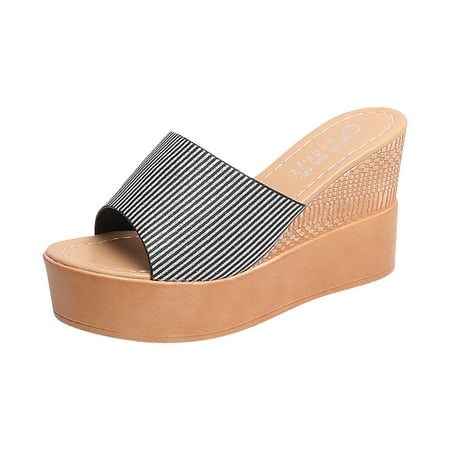 

zttd fashion spring and summer women sandals wedge heel platform high heel waterproof sequins women s slipper a