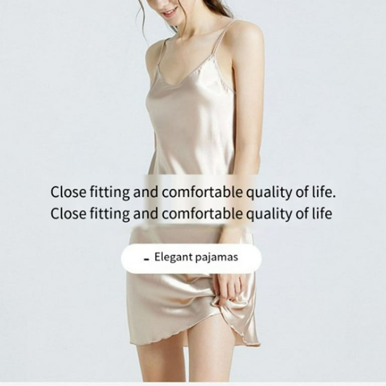 Tnhcen Women's Sexy Silk-Like Satin Slip Dress with Thin Straps M-2XL Plus  Size Sleepwear for Everyday Pajama Homewear - Walmart.com