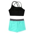 thumbnail image 4 of Linjinx Kids Girls Sports Swimming Workout Outfits Backless Tank Top Camisole Vest with Elastic Wide Geometric Black 14, 4 of 5