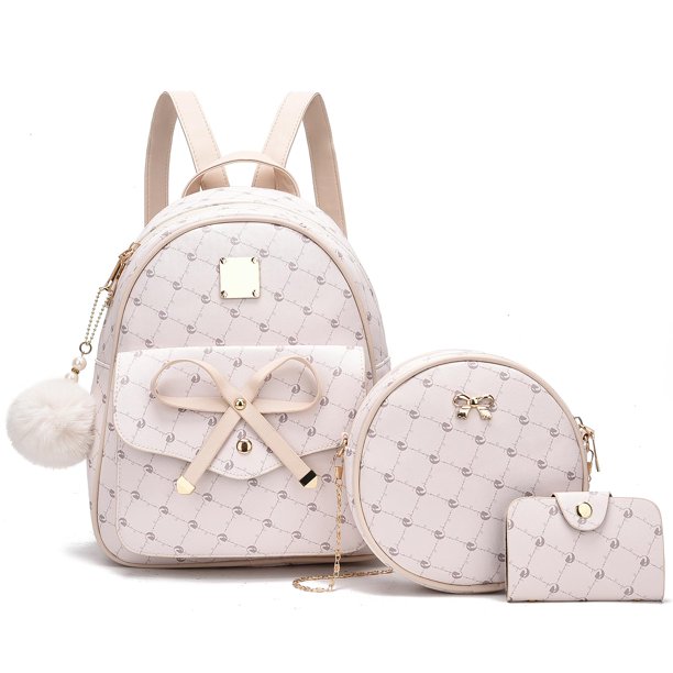 Mochila IHAYNER IHAYNER Bowknot de piel a la moda para niñas, color beige