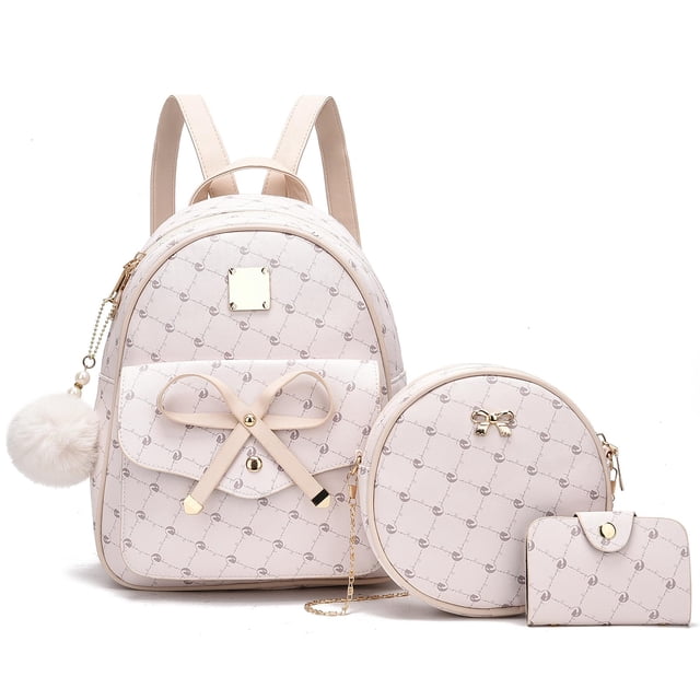 Mochila IHAYNER IHAYNER Bowknot de piel a la moda para niñas, color beige