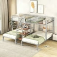 thumbnail image 1 of P PURLOVE Lit Superposé Triple en Métal pour Enfants et Ados, Lit Superposé en Métal Simple sur Simple et Simple avec Lattes, Lit Superposé Taille Simple 3 avec Tablette de Rangement et Escalier pour Chambre, 1 of 4