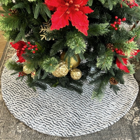 Pie de Árbol de Navidad Artego Tela Plush 122cm Diámetro Gris Peludo