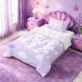 thumbnail image 2 of meiyoeat Colorful Loves Initial M Twin Comforter Sets,Purple Rainbow Cloud Monogram Art Bedding Set For Girl,Colorful Stars Reversible,2-Piece,1 Comforter and 1 Pillowcase, 2 of 7