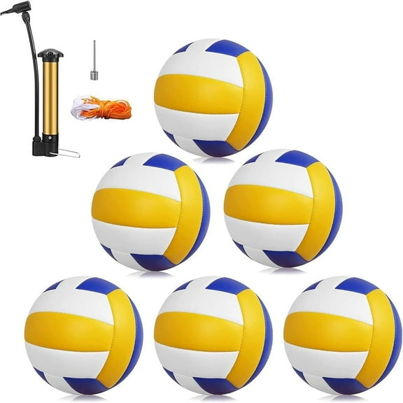 Magicorange 6 Pack Volleyball Ball, Official Size 5 Soft Touch Volleyballs with Ball Pump for Beach Play, Game, Gym, Training