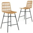 thumbnail image 1 of Costway Set of 2 Rattan Bar Stools Counter Height Dining Chairs with Metal Legs Natural, 1 of 9