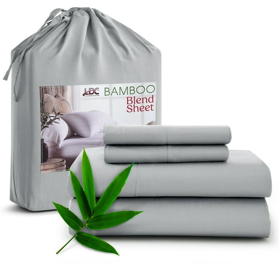 Lux Decor Collection Rayon from Bamboo Blend Queen Sheets Deep Pockets - 4 Piece Cooling Bed Sheets Set, Gray