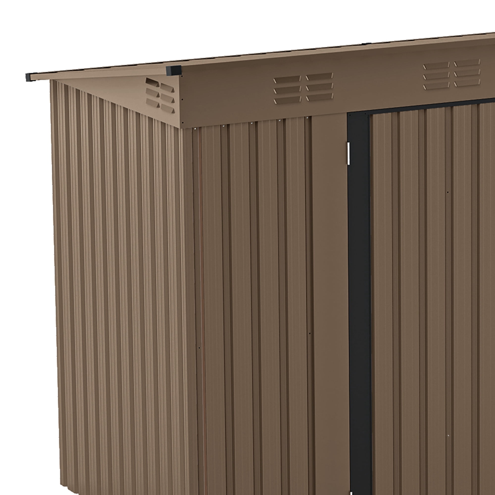 Uforic Oversized Steel Storage Shed with Ventilation, Lockable Doors, and Sloped Roof for Outdoor, Brown