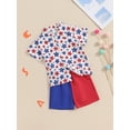 thumbnail image 4 of Aojekbee Kids Boys Shorts Set, Short Sleeve Stars Print Shirt with Contrast Color Shorts 4th of July Outfit, 4 of 10