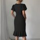 thumbnail image 4 of mfyjkho Vestidos casuales para mujer, Vestido informal de manga corta con cuello en V y color liso para mujer Vestidos de fiesta para mujer l, 4 of 9