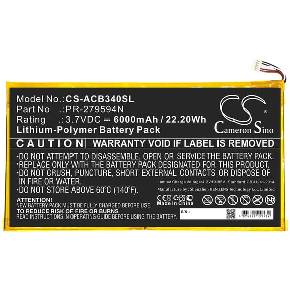 6000mAh Acer PR-279594N PR-279594N(1ICP3/95/94-2) Battery for Acer Iconia One 10 B3-A40