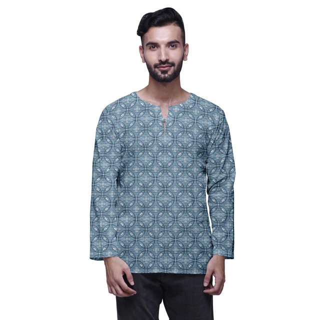 Atasi Indian Traditional Kurta For Men Keyhole Neck Short KurtaShirtFor Boys