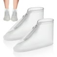 thumbnail image 1 of 1 par de cubrezapatos de lluvia, cubrebotas reutilizables para días de lluvia, protectores transparentes antideslizantes para zapatos de lluvia, talla 45-46, 1 of 7