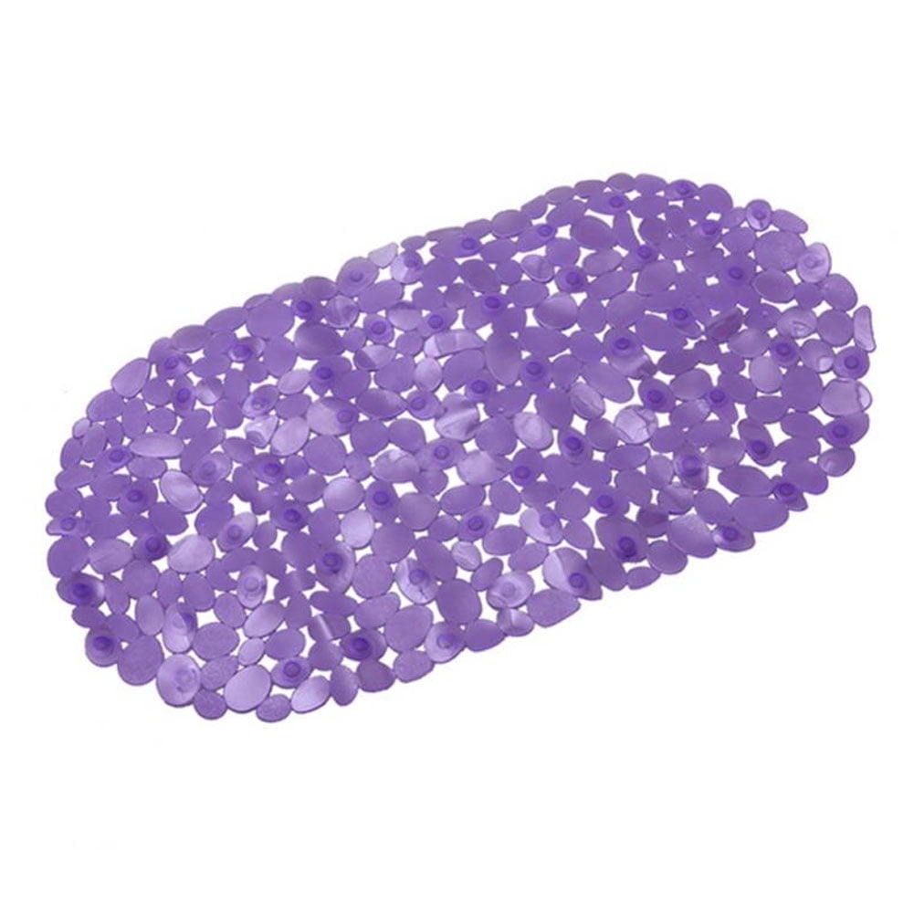 Bathroom Shower Mat Pebbles Bath Tub Non Slip Safety Mat with Rubber Suction Cup(Purple)
