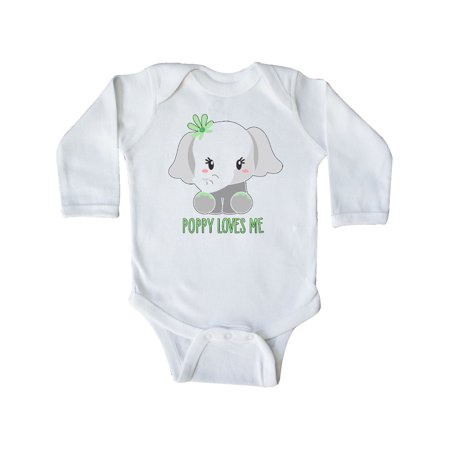 

Inktastic Poppy Loves Me- cute elephant Gift Baby Boy or Baby Girl Long Sleeve Bodysuit