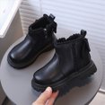 thumbnail image 2 of KPOPLK Girls Ankle Boots Side Zipper Low Heels Comfortable Casual Shoes for Toddler Little Kid Big Kid(9.5,Black), 2 of 6