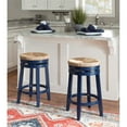 thumbnail image 4 of Linon Maya 25" Round Swivel Counter Stool with Seagrass Seat in Navy Blue Wood, 4 of 10