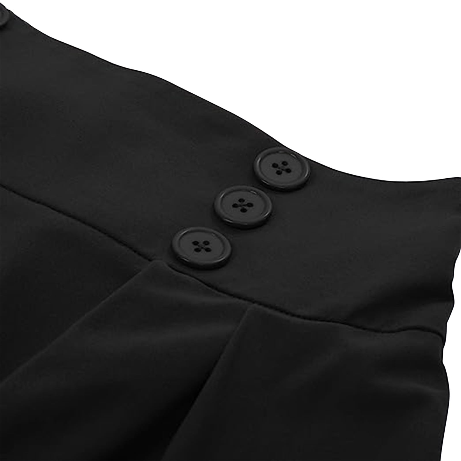 Cavosen Pleated Skirts for Women Long Maxi Ankle Length Skirts Summer Skirts High Waist Plain Pencil Skirts Dress Button with Pocket Athletic Beachwear Resortwear Black L