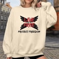 thumbnail image 2 of Live Free Sweatshirts for Women Freedom Letter Print Classic Fit Pullover Long Sleeve Crew Neck Lightweight Tops, 2 of 5