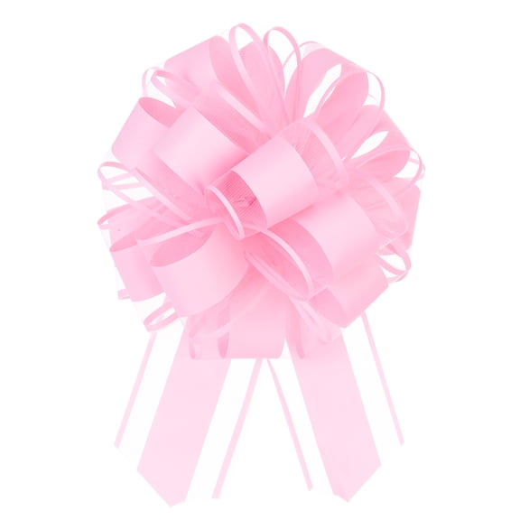 5 Pcs 8 Inch Large Big Pull Bow Organza Gift Wrapping Bows Ribbon for Wedding Car Baskets Presents Christmas Bow, Pink