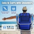 thumbnail image 7 of Portable Beach Chair for Adults, Outdoor Lightweight Camping Chair Lay Flat Folding Backpack Beach Reclining Chair with 4 Positions, Headrest, Cooler Pouch, Cup Holder, Ocean Striped, 7 of 7
