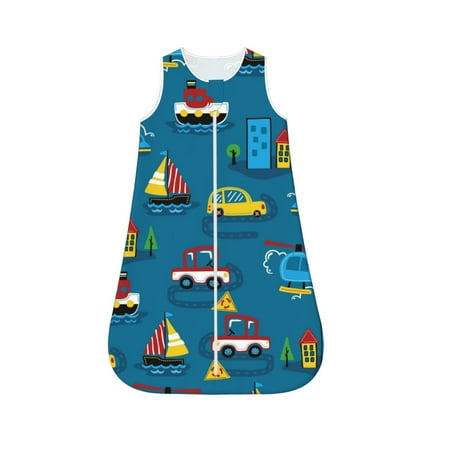 

Honeii Transportations with Buildings Print Unisex Babies Sleepbag Wearable Blanket Baby Sleeveless Sleeping Bag-Large