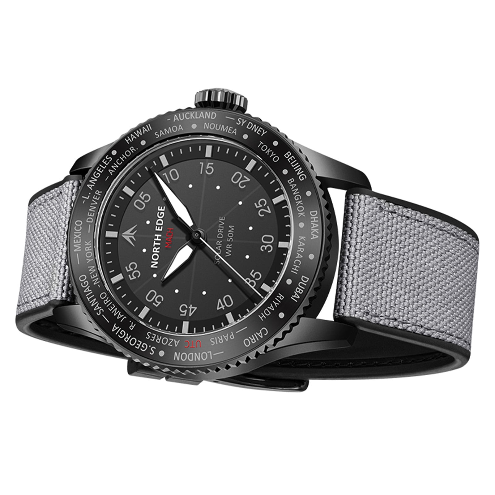 Watch North Edge Mach Watch Pilot Watch Solar Powered Watch For Men 50M Waterproof Chronograph Night  Lasting Up To 180 Days Solar Watch