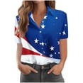 thumbnail image 5 of Mifsaly Short Sleeve Button Down Shirts for Women Lapel Collar V Neck Blouses Patriotic Hearts American Flag Print Independence Day Tops 2026 L, 5 of 6