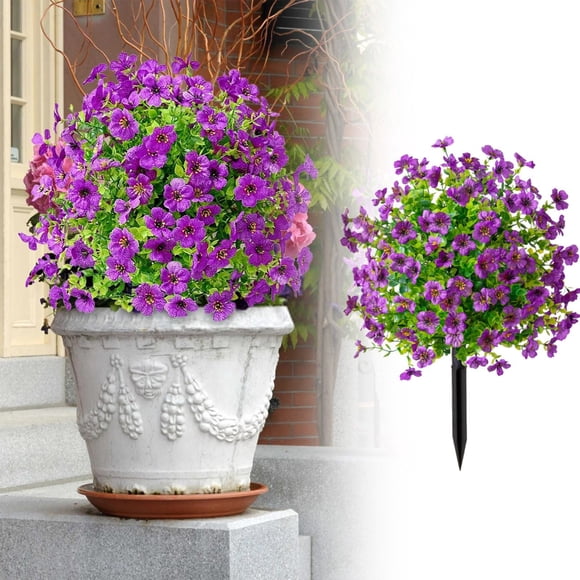 Outdoor Violet Shrub with Ground Stake 22 Inch Decorative Floral for Garden Courtyard and Patio Landscaping