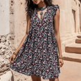 thumbnail image 2 of Gibobby Vestido casual de punto para mujer Vestido sin mangas con estampado floral y cuello en V profundo para mujer de verano Vestidos sexy sin espalda con c(Negro,G), 2 of 5