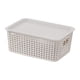 thumbnail image 2 of Cesta De Almacenaje Con Tapa, Caja Organizadora De Plástico Calado, Ideal Para Juguetes, Libros Y Otros Objetos. Diseño Apilable Con Asas Integradas. Perfecta Para Estantes, 2 of 8