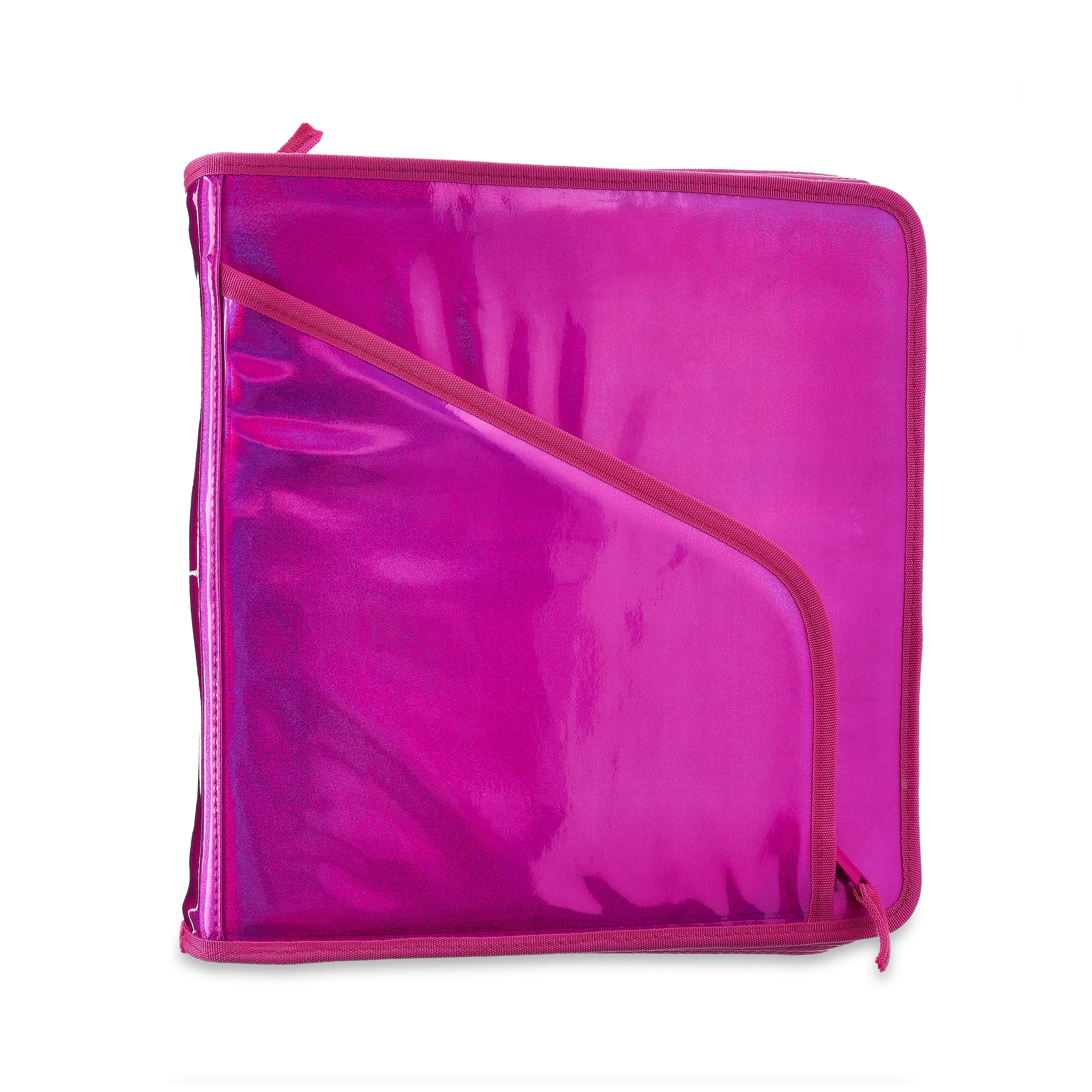 Pen+Gear 2' Zipper Binder, Iridescent Pink