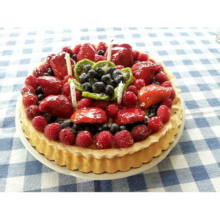 - Peel-n-Stick Poster of Gourmet Dessert Pastry Birthday Cake Tart Fruit Poster 24x16 Adhesive Sticker Poster Print