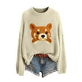 thumbnail image 3 of Pullover Sweaters for Women Crew Neck Long Sleeve Sweater Cute Animal Graphic Knit Pullover for Daily, 3 of 3