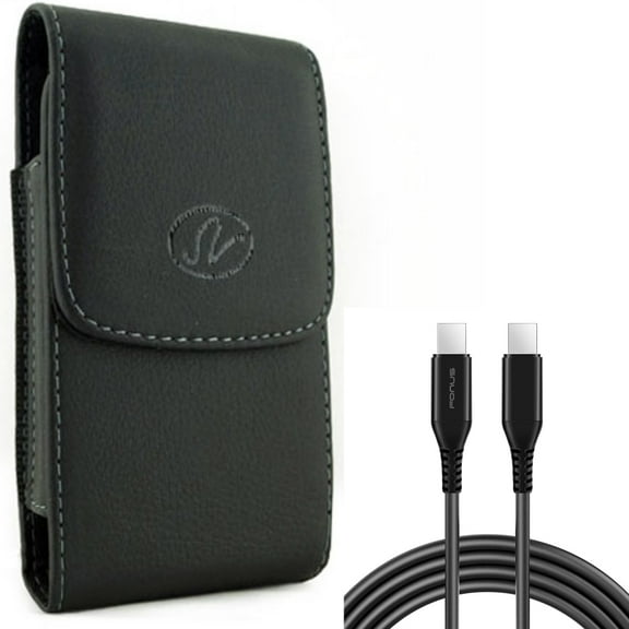 Case Belt Clip w 10ft Long USB-C Cable for Samsung Galaxy S22 Plus,S22 S21 FE 5G - Leather Holster Cover, PD Fast Charger Cord Power Wire