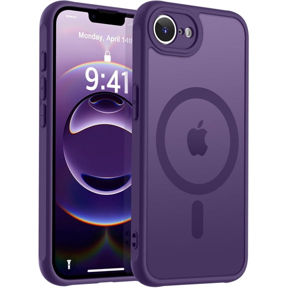 Strong Magnetic for iPhone 16e Case [Compatible with Magsafe] [Full Camera Protection] Slim Translucent Matte Shockproof Cover for iPhone 16e Phone Case 6.1'',Deep Purple