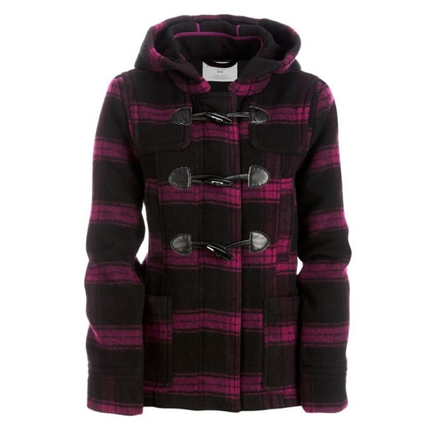 Aeropostale Abrigo de guisante de lana a cuadros con capucha para