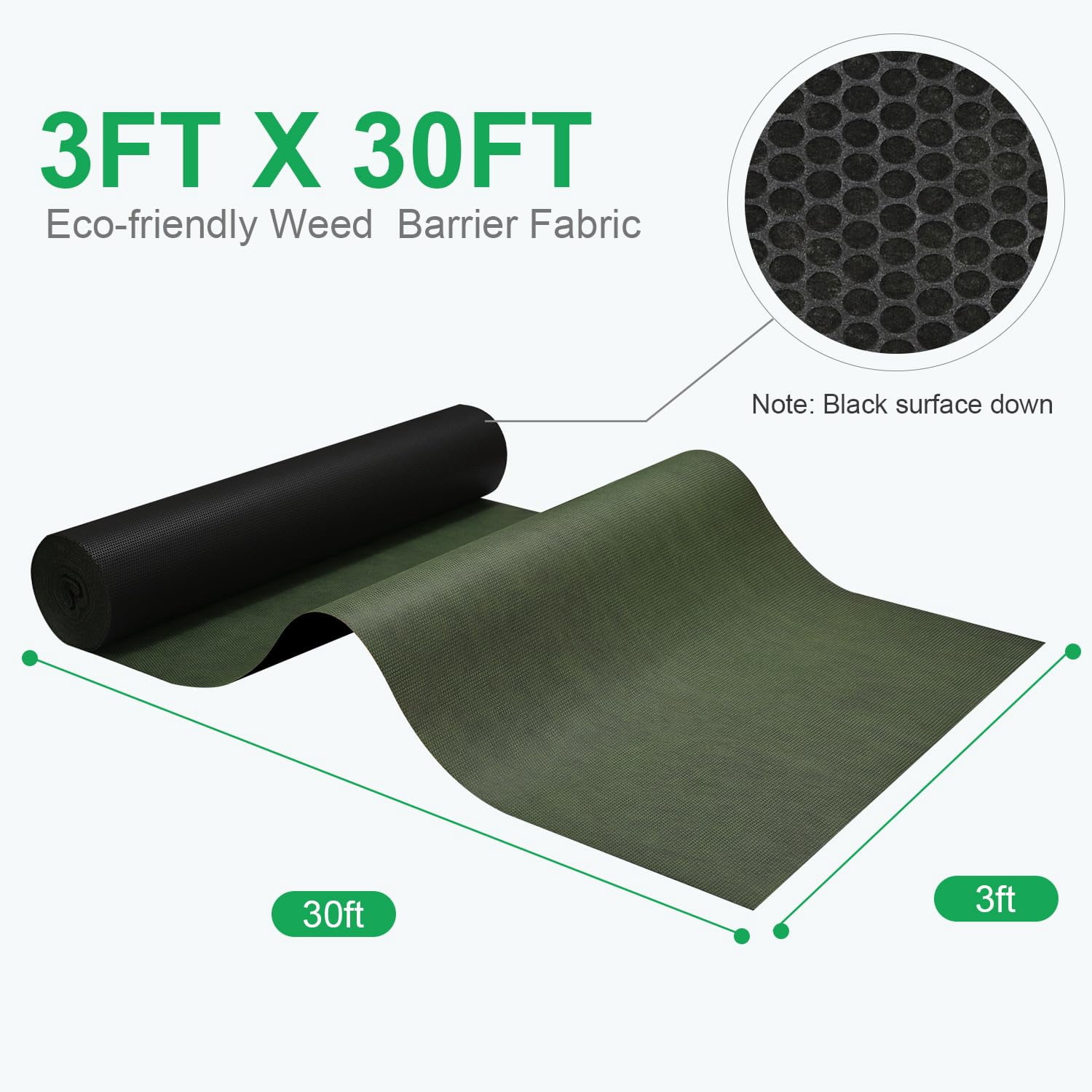 3x100ft Weed Barrier Fabric & Landscape Fabric, 5.8oz Heavy-Duty Non-Woven Ground Cover, Easy Setup Weed Control Mat for Garden, Yard, Farm, Orchard, Fruit Trees