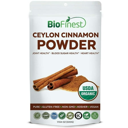 - Biofinest Ceylon Cinnamon Powder - USDA Certified Organic Pure Gluten-Free Non-GMO Kosher Vegan Friendly - Supplement for Heart Health, Joint Support, Healthy Blood Sugar Level (500g)